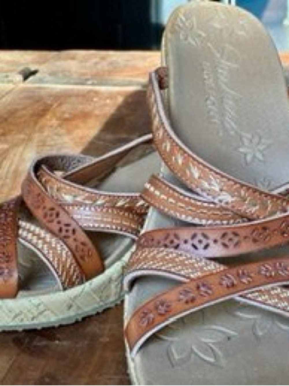 Skechers Tan Braided Strappy Wedge Sandals